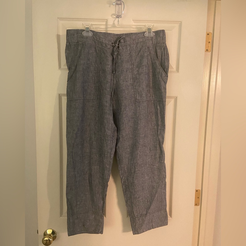 Athleta Gray Linen Cropped Pants